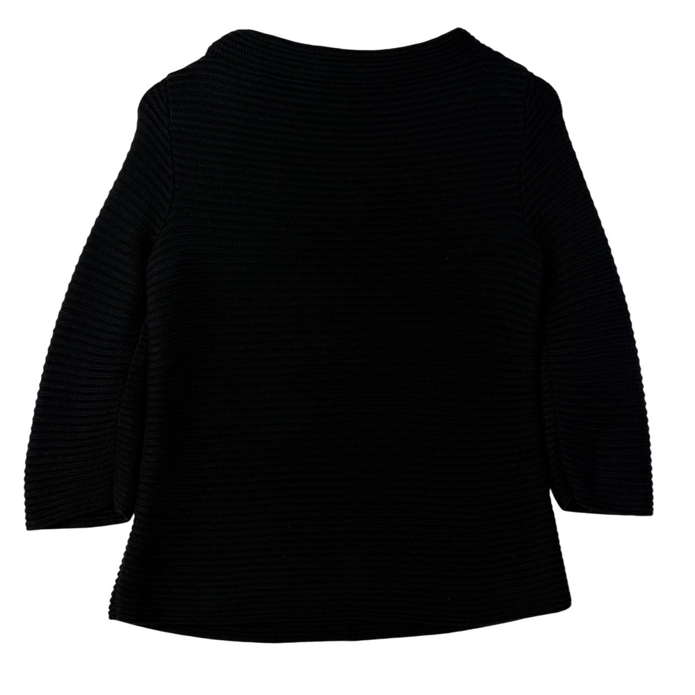 Ann Taylor Petite Womens Size Small Black Ribbed Merino Wool Sweater - Picture 3 of 7